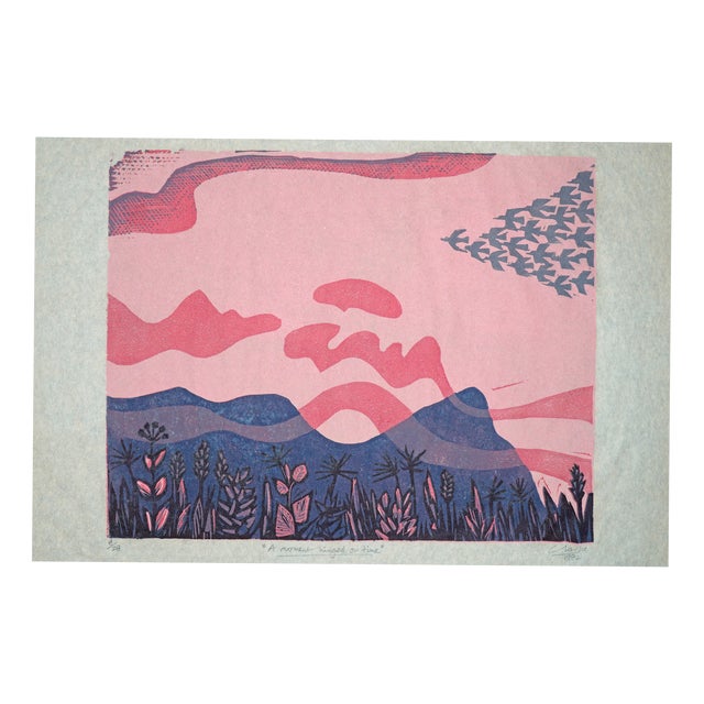 Peter Clarke, A Moment Hinged on Time, 1982, Color Woodcut For Sale