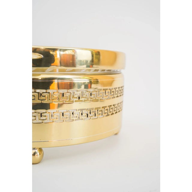 Gold Round Brass & Glass Cookie Box, Vienna, 1920s For Sale - Image 8 of 10