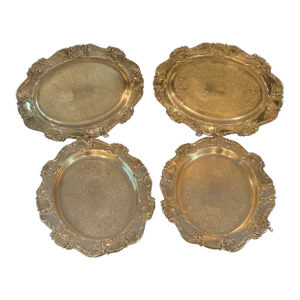 Late 20th Century Brass Hotel Trays- Set of 4