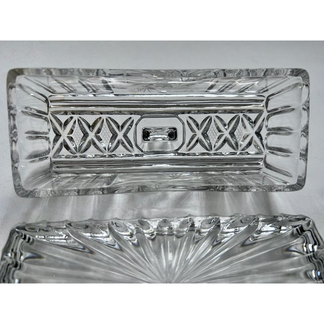 Vintage Federal Glass Co. Style Covered Cut Glass Butter Dish For Sale - Image 15 of 17