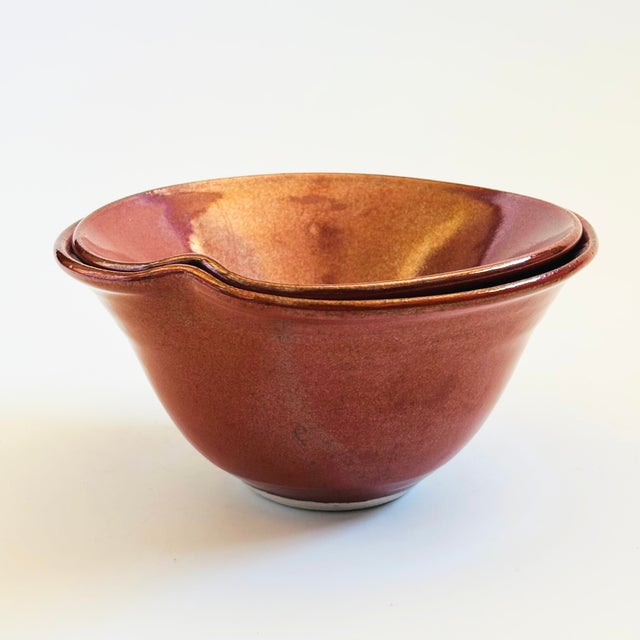 Vintage Studio Pottery Nesting Bowls - Set of 2 For Sale - Image 4 of 12