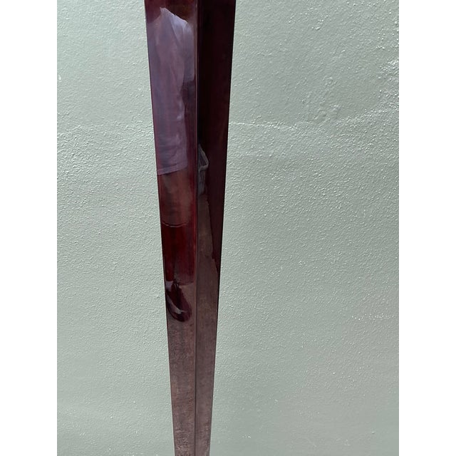 Oxblood Red Vintage Deco Zebra Wood and Brass Floor Lamp For Sale - Image 8 of 12