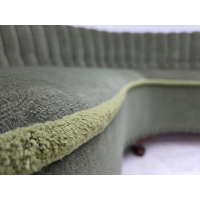 Wood Danish Banan Three-Seater Corner Sofa with Velour Upholstery, 1950s For Sale - Image 7 of 18