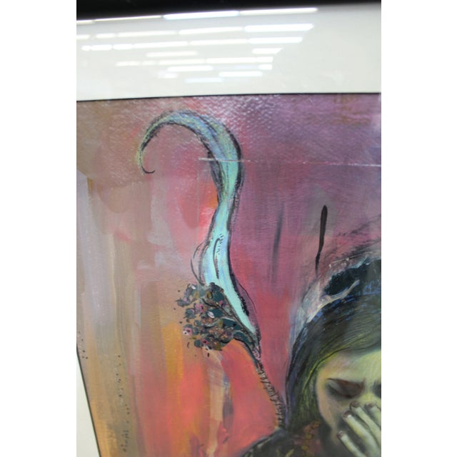 Purple Vintage Modern Abstract Oil 'Sorrow' Painting of Woman Crying by R. Macleod For Sale - Image 8 of 13