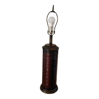 Vintage Column Design Frederick Cooper Trompe I’Oeil Book Motif Table Lamp For Sale
