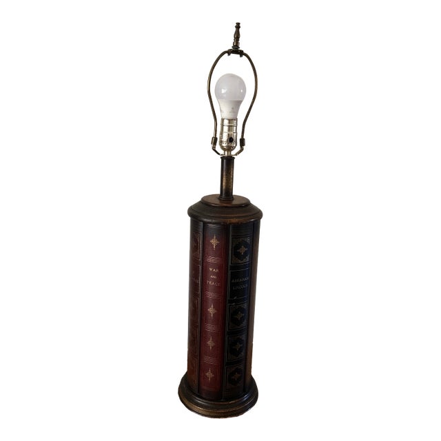 Vintage Column Design Frederick Cooper Trompe I’Oeil Book Motif Table Lamp For Sale