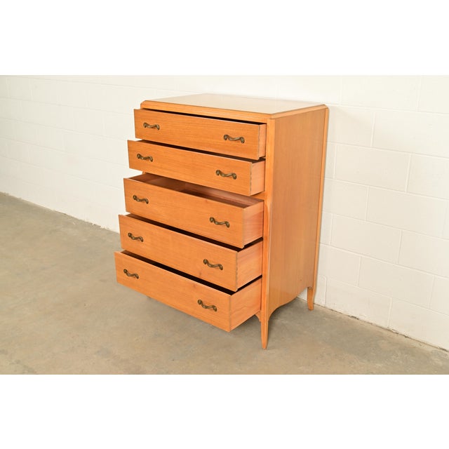 Wood Mid-Century French Regency Carved Mahogany Highboy Dresser or Chest of Drawers, Circa 1950s For Sale - Image 7 of 18