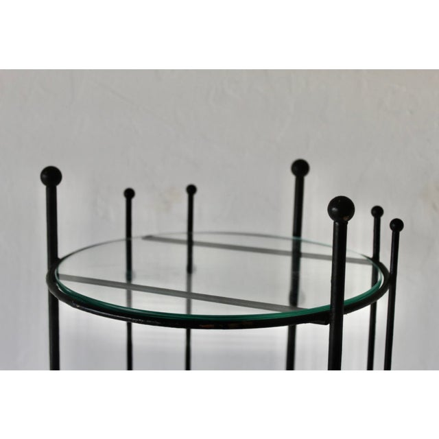 Metal Vintage Black Painted Metal Glass Three Tier Narrow Etagere Mid Century For Sale - Image 7 of 18