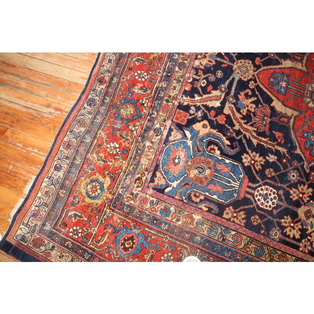 Antique Zabihi Collection Large Scale Worn Persian Bidjar Rug For Sale - Image 10 of 12