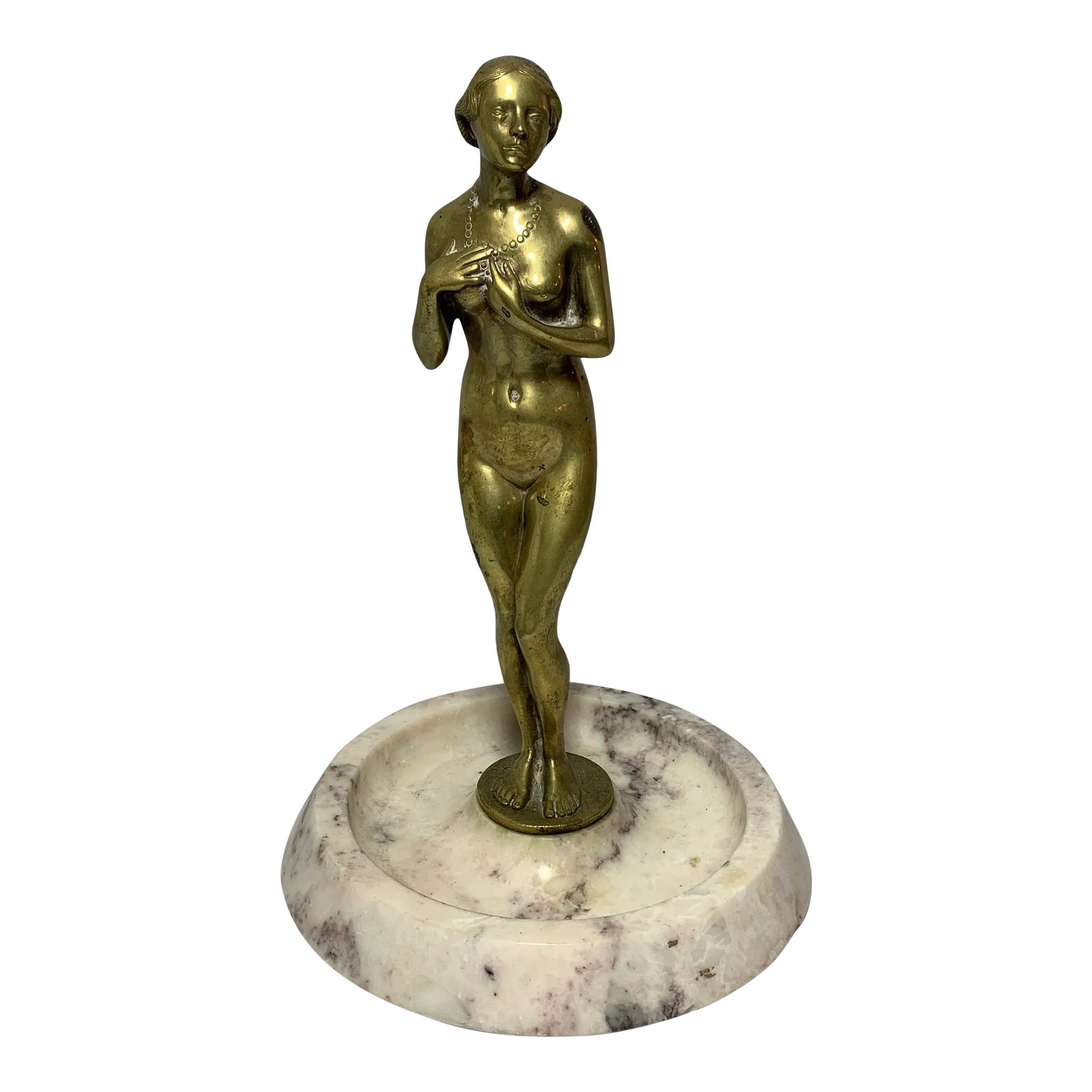 Bronze & Marble Figural Ashtray Chairish