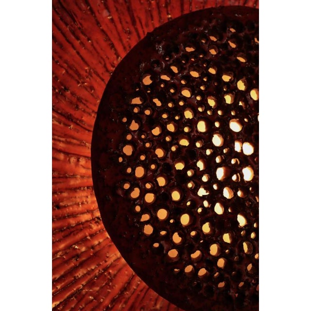 Red Scandinavian Modern Huge Ceramics Sun Wall Sconce attributed to Sejer Denmark, 1960s For Sale - Image 8 of 15