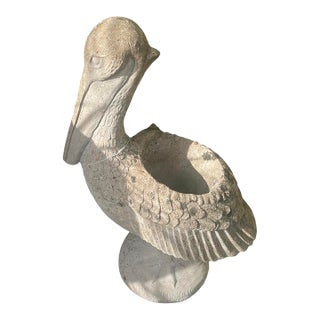 Vintage Cast Stone Pelican Garden Planter For Sale