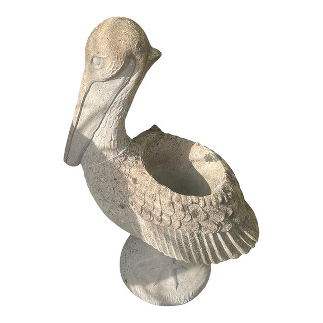 Vintage Cast Stone Pelican Garden Planter For Sale