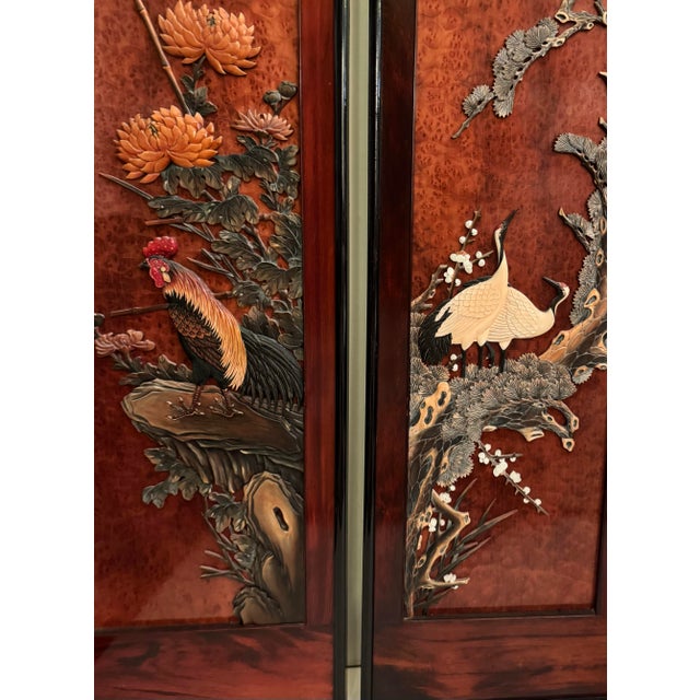 1950s Pair of Mid Century Carved Panels, Taiwan (Republic of China Period) For Sale - Image 5 of 8