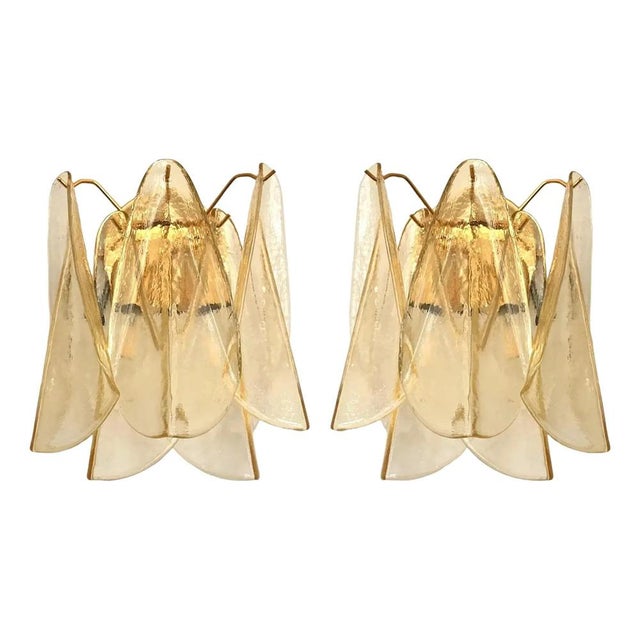 Amber Rondini Murano Glass Gold Wall Sconces by Simoeng, Set of 2 For Sale - Image 9 of 10