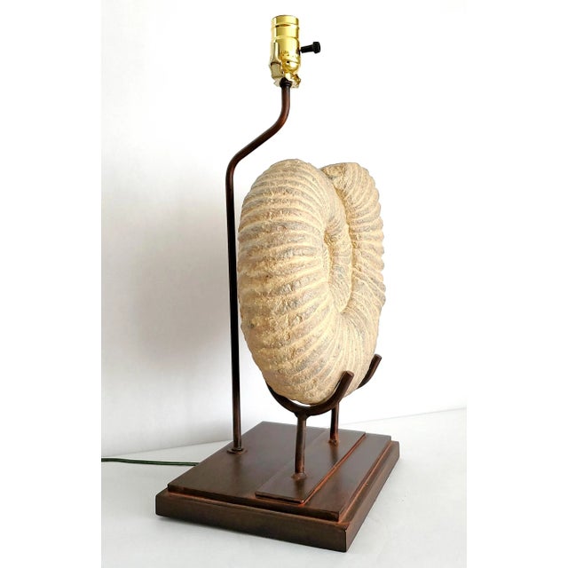 Nautical Large Lamp Plaster Snail Shell Ammonite For Sale - Image 3 of 12
