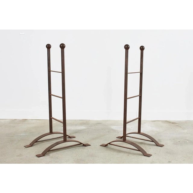 Pair of Patinated Iron and Pine Bakers Rack or Bookshelves For Sale - Image 10 of 13