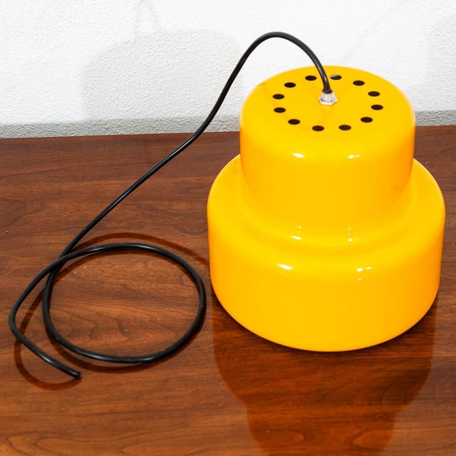 Metal 1960s Mid Century Modern Fog & Morup Pendant Light Yellow Round Jo Hammerborg Hanging For Sale - Image 7 of 11