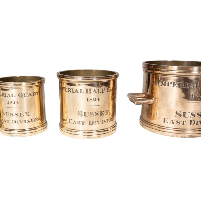 Gold Nest of Seven Bell Metal Measures for East Sussex, England For Sale - Image 8 of 8