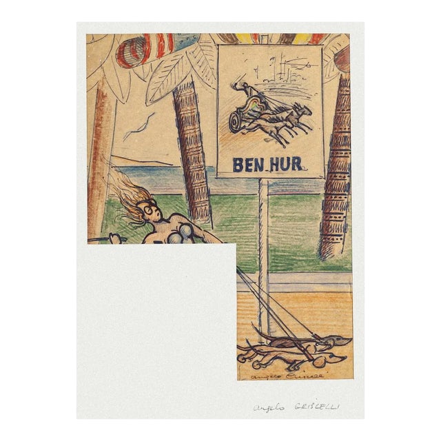 Angelo Griscelli, Ben-Hur, Mid-20th Century, Original Mixed Media For Sale