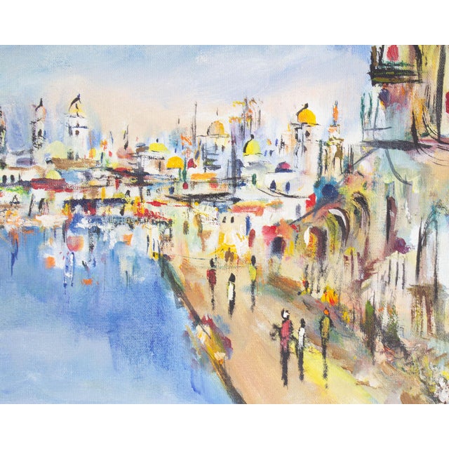 Late 20th Century Oil on Canvas Painting of a Mediterranean City by Ben Avram For Sale - Image 5 of 9