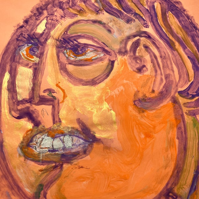 Abstract Contemporary Original E.J.Hartmann Abstract Portrait Painting Signed For Sale - Image 3 of 4