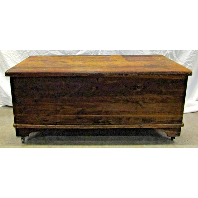 19th Century Early American Style Cedar Constructed Trunk Blanket Chest with Castors Material: Built from solid aromatic...