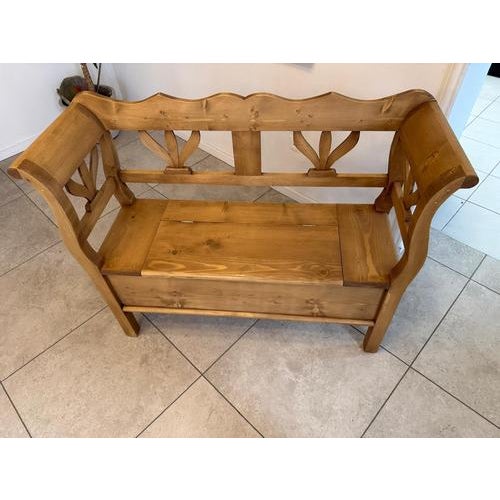 Antique Farmhouse Kitchen Bench with Storage For Sale - Image 9 of 12
