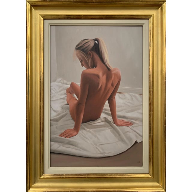 Mark Clark, Oil Painting of Seated Female Nude Figure by British Contemporary Artist, 2000 Circa For Sale - Image 13 of 13