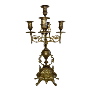 Vintage Baroque Style 5 Arm Brass Candelabrum