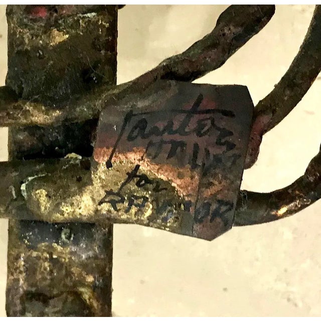 Marcello Fantoni Vintage Marcello Fantoni for Raymor Brutalist Welded Bronzed Metal Lamp For Sale - Image 4 of 5