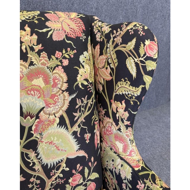 Vintage Queen Anne Upholstered Wingback Chair For Sale - Image 11 of 15