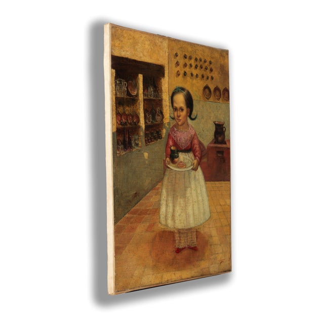 1920s Horacio Renteria Rocha Rocha Durango, The Girl in the Kitchen, 1920s-1940s, Oil on Canvas For Sale - Image 5 of 6