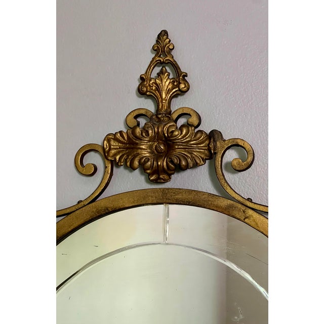 Oscar Bach Attributed Gilded Iron Console With Beveled Mirror, Marble Top, C. 1920 For Sale - Image 12 of 18