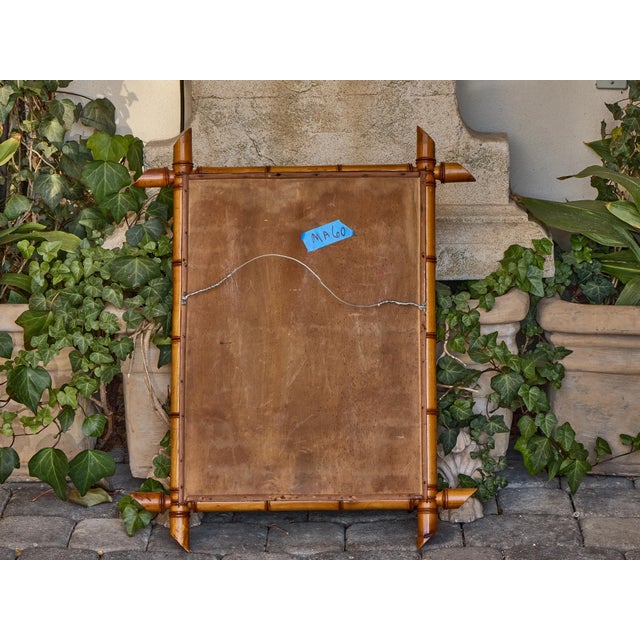 French Faux Bamboo Walnut Mirror with Pierced Corners, circa 1900 For Sale - Image 11 of 12
