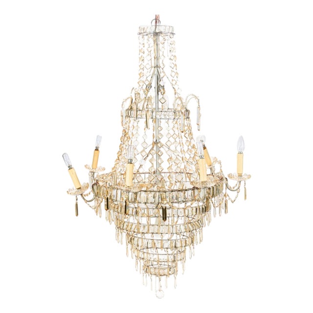 Large Spanish La Granja Crystal Chandelier, 1890s For Sale