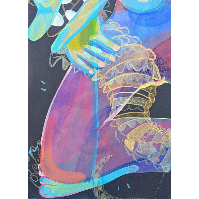 Cecilia Beaven Contemporary Abstract Green and Pink Biomorphic Double Alligator Figure Painting, 21st Century For Sale In Houston - Image 6 of 10