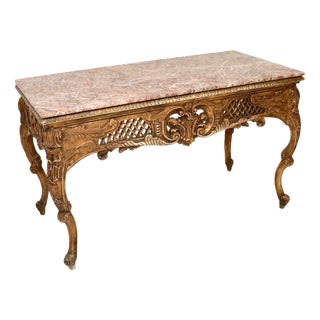 Vintage French Console Table with Marble Top, 1890s For Sale
