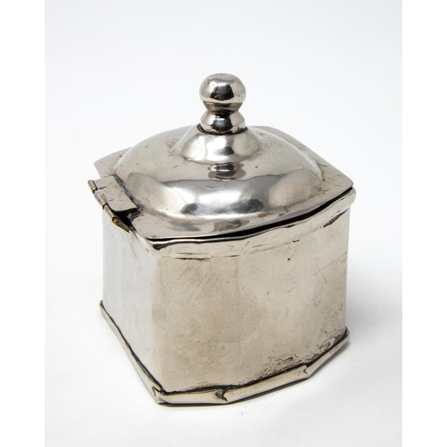 Arts & Crafts Vintage Sterling Silver Handcrafted Tea Caddy For Sale - Image 3 of 11