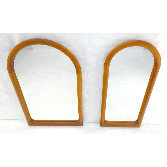 Mid 20th Century Pair of Teak Dome Shape Solid Teak Danish Mid Century Modern Mirrors MINT For Sale - Image 5 of 15