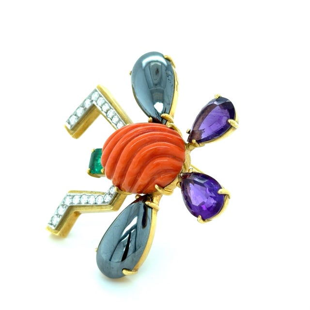 Late 20th Century Tiffany & Co. Paloma Picasso Gemstone and Diamond Insect Brooch For Sale In Chicago - Image 6 of 6