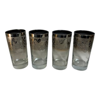 Vintage Mid-Century Modern "Royal Luster" Silver-Fade Highball Glasses -Set of 4 For Sale