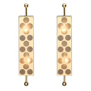 Perforated Brass and Frosted Murano Glass Sconces