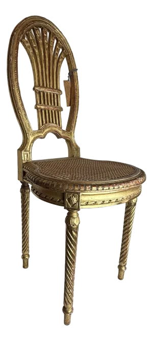 Late 19th Century Carved and Gilt Side Chair With Caned Chair