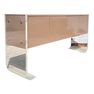 Vintage Contemporary Lacquered Wood and Lucite Credenza For Sale