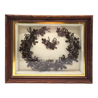 Victorian Handmade Mourning Wreath in Shadow Box Frame 23" For Sale