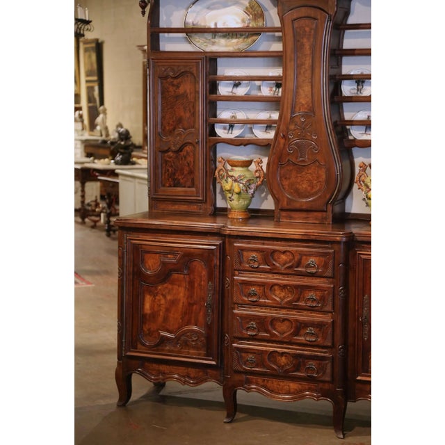 French 19th Century French Bressan Walnut Burl Buffet À Horloge Vaisselier For Sale - Image 3 of 12