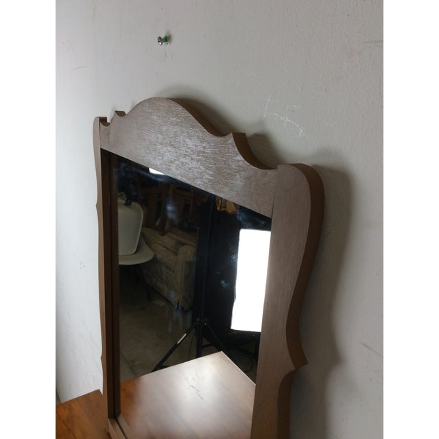 Vintage Maple Chest of Four Drawers With Brass Hardware and Small Mirror For Sale - Image 4 of 17