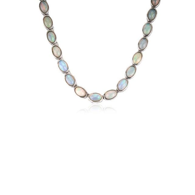 Not Yet Made - Made To Order Handmade Victorian Opal Gemstone Tenniw Necklace in Silver by Caratandher For Sale - Image 5 of 12
