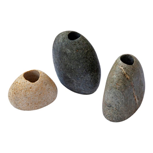 Small Vintage Stone Bud Vases, Set of 3 For Sale